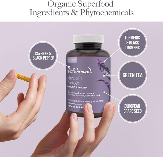 Ultra Cell Biotect- Powerful Antioxidant Support with Organic Turmeric, Black Turmeric, Green Tea, Black Pepper, and European Grape Seed for Optimal Health - 120 Capsules, Physician Recommended