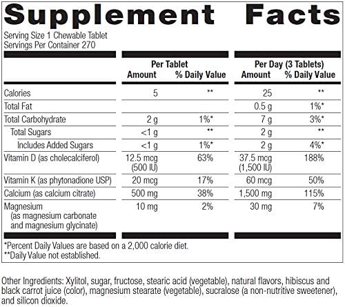 Bariatric Advantage Calcium Citrate Chewable 500 mg - for Bariatric Surgery Patients - High-Potency, Easy-Digest Tablets - Calcium Citrate - Bone Strength Supplements* - 270 Count - Cinnamon