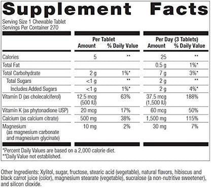 Bariatric Advantage Calcium Citrate Chewable 500 mg - for Bariatric Surgery Patients - High-Potency, Easy-Digest Tablets - Calcium Citrate - Bone Strength Supplements* - 270 Count - Cinnamon