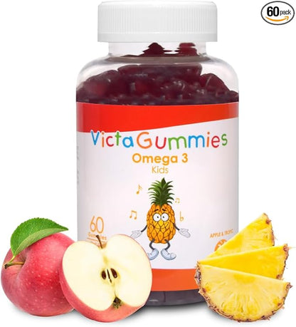 Kids Omega 3 Gummies 120g - Apple & Tropical Flavor - Supports Child's Normal Cognitive Function and Healthy Nervous System Development.