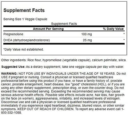 Swanson Dhea and Pregnenolone Complex 60 Veg Capsules (2 Pack)