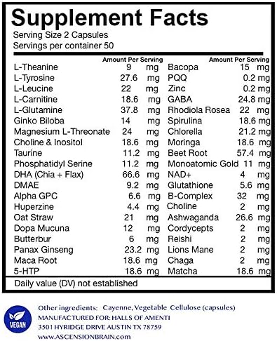 Halls of Amenti - Ascension Brain - Nootropic Supplement (100 Cap)