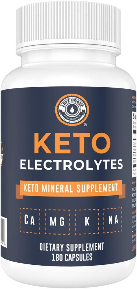 Keto Electrolyte Supplement, 180 Capsules. Electrolyte Pills for Ketogenic Diet. Magnesium, Potassium, Sodium, Calcium. Electrolytes Keto Tablets for Hydration Support* by Left Coast Performance