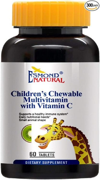 (5 Pack) Esmond Natural: Children's Chewable Multivitamins with Vitamin C (Former Kiwi Fruit Complex), GMP, Natural Product Assn Certified, Made in USA - 300 Tablets