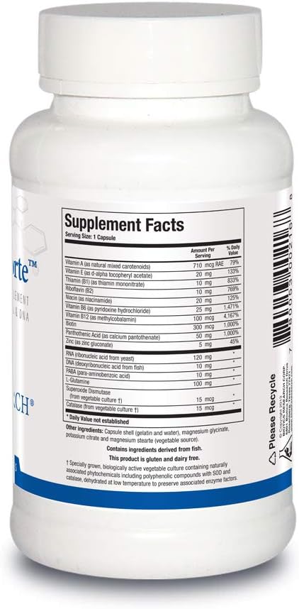 Biotics Research Nuclezyme-Forte™ – RNA/DNA B-Complex. Supplemental Source of RNA and DNA. Fortified Multivitamin/Mineral Formula 90 Caps.