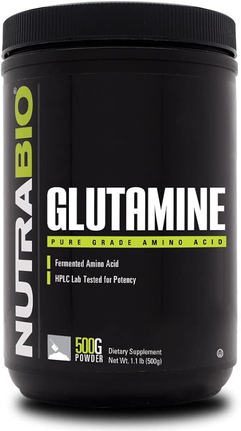 NutraBio Pure L-Glutamine Powder - L-Glutamine Supplement- Amino Acid - Pure Grade: Absolutely no Additives, Fillers or Excipients! - Muscle Recovery Supplement - (500 Grams)