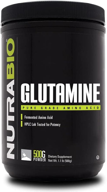 NutraBio Pure L-Glutamine Powder - L-Glutamine Supplement- Amino Acid - Pure Grade: Absolutely no Additives, Fillers or Excipients! - Muscle Recovery Supplement - (500 Grams)