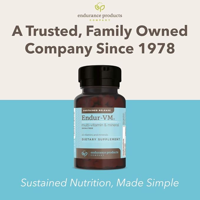 ENDUR-VM - WITHOUT IRON – Sustained-Release Daily Multi-Vitamin - Vitamin A, Vitamin C, Vitamin D, Vitamin E, Vitamin B12 - Zinc for Immune Health Support + Calcium & More - 60 Tablets