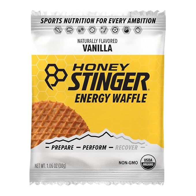 Honey Stinger Organic Vanilla Waffle | Energy Stroopwafel for Exercise, Endurance and Performance | Sports Nutrition for Home & Gym, Pre and Post Workout | Box of 16 Waffles, 16.96 Ounce