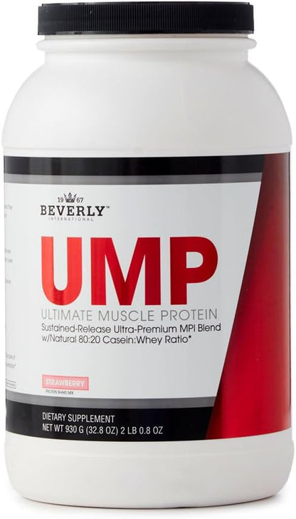 Beverly International UMP Protein Powder, Strawberry. Unique Whey-Casein Ratio Builds Lean Muscle. Easy to Digest. No Bloat. (32.8 oz) 2lb .8 oz