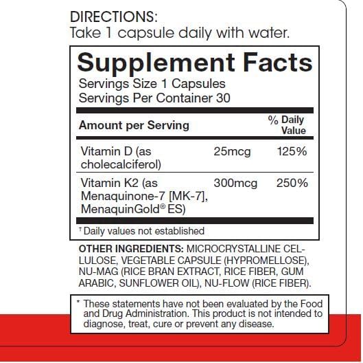 Silver Fern Vitamin K2-D3 Supplement Brand - Natural, Non-Synthetic - K2-7 as Menaquinone-7 (MK-7) - D3 as cholecalciferol - Bone, Heart & Energy Support (2 Bottles - 60 Capsules - 60 Servings)