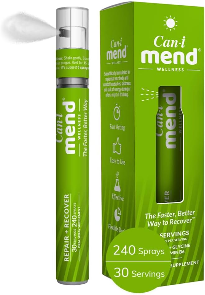 Post Party Relief Detox| Fast Acting Vitamin Spray | 30 Servings 240 Sprays | Natural Liver Support | Multi Vitamins A, E, B6 | Immune Support | After Drink Remedy | Can I Mend by Can-i Wellness
