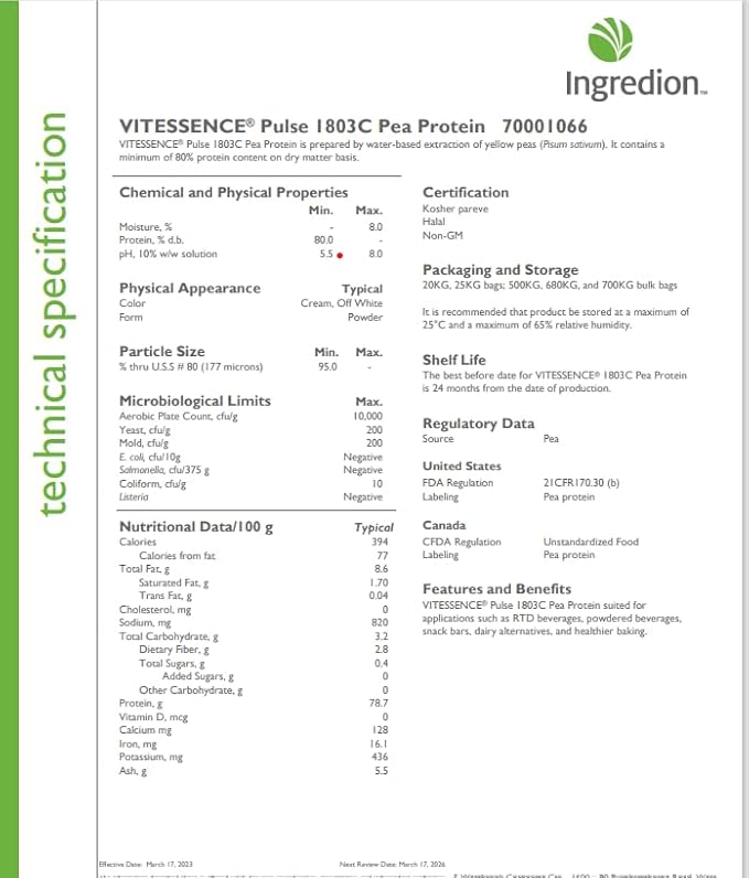 Premium Pea Protein Isolate Bulk pouch Non-GMO (8 lb)