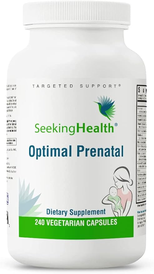Seeking Health Optimal Prenatal, Women’s Vitamin with B12, Methylfolate, Choline, Methylation Support, Nutrients to Support Fertility, Pregnancy & Breastfeeding, 240 Vegetarian Capsules