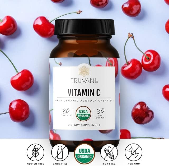 Truvani Vitamin C | USDA Organic | High Absorption, Antioxidant Supplement, Higher Bioavailability Immune System Support | Made with Real Food | 30 Servings