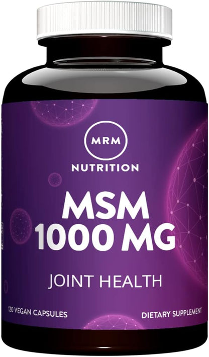 MRM Nutrition MSM 1000mg | Methyl-sulfonyl-Methane Capsules | Joint Health | Hair + Skin + Nails | Bioavailable Form of Sulfur | Gluten-Free + Vegan | 120 Servings