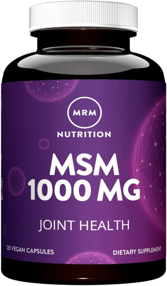 MRM Nutrition MSM 1000mg | Methyl-sulfonyl-Methane Capsules | Joint Health | Hair + Skin + Nails | Bioavailable Form of Sulfur | Gluten-Free + Vegan | 120 Servings