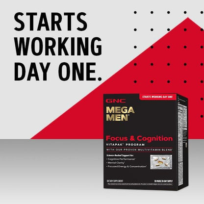 GNC Mega Men Focus & Cognition Vitapak Program | 30 Servings