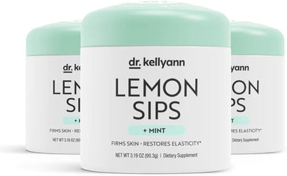 Dr. Kellyann Lemon Sips Citrus Drink Mix (21 Servings) – Lemon Mint Flavor, Sugar-Free Detox, Hydrates & Firms Skin, 1 Pack