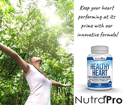 NutraPro Healthy Heart - Heart Health Supplements. Artery Cleanse & Protect. Supports Healthy Cholesterol and Triglyceride. GMP Certified