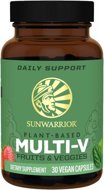 Sunwarrior Multivitamin for Men & Women from Fruit Vegetables & Whole Foods Multivitamins Vitamin D Vitamin C Vitamin E Vitamin B Complex Vegan Plant Based Gluten Free Raw | Multi V 30 Capsules