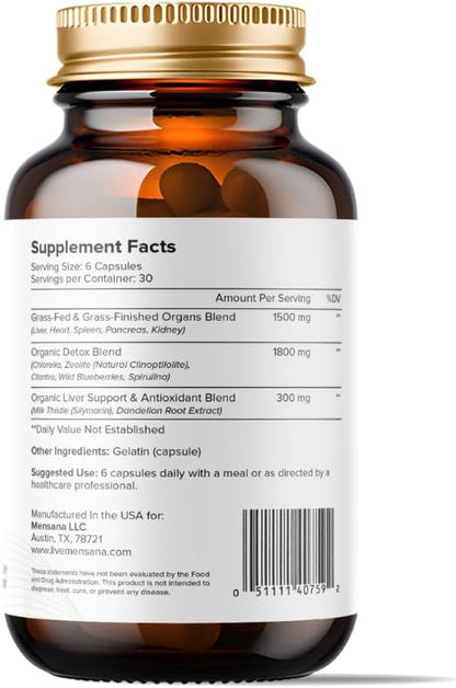 Heavy Metal Detox Supplement, Kidney, Liver Cleanse Detox & Repair Capsules, 180 Capsules - 30 Servings