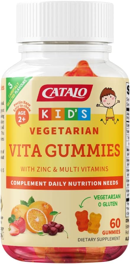 CATALO Children's Vita Gummy Bears - Multivitamins & Minerals, 60 Vegetarian Gummies, Mixed Fruit Flavor, Supports Healthy Growth