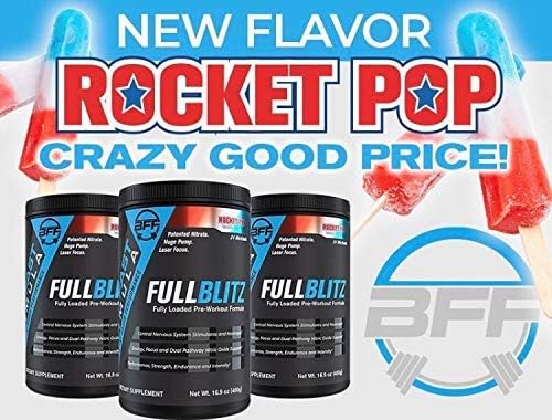 FULLBLITZ Fully Loaded Pre-Workout | Energy Booster + Huge Dual Pathway Nitric Oxide Boosting Muscle Pumps, Laser Focus & Nootropic Blend – 24 Workouts (Rocket Pop)