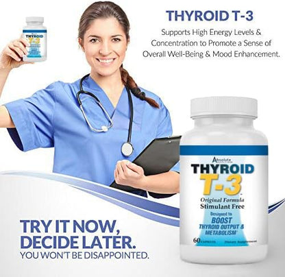 Fat Burning Metabolism Boosting Supplement, Thyroid T-3, 60 Capsules