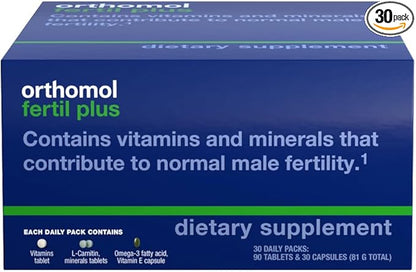 Orthomol Fertil Plus 30, Male Prenatal Supplements, Vital Nutrients for Conception with Selenium and L-Carnitine, 30-Day Supply