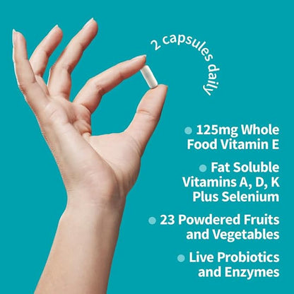 Garden of Life Vitamin E - Vitamin Code Raw Vitamin E Supplement with Vitamins A, D & K Plus Selenium, Fruit, Veggies & Probiotics, 60 Vegetarian Capsules, 125mg Whole Food Vitamin E for Heart Health