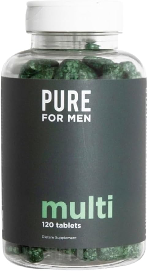 Pure for Men Multivitamin Supplement | Energy, Mood Support, Strong Bones, Antioxidants, Minerals | Vitamins A, B, C, D, Magnesium, Calcium | 42 Fruit & Vegetable Proprietary Blend | 120 Vegan Tablets