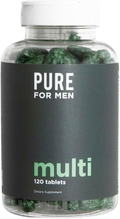 Pure for Men Multivitamin Supplement | Energy, Mood Support, Strong Bones, Antioxidants, Minerals | Vitamins A, B, C, D, Magnesium, Calcium | 42 Fruit & Vegetable Proprietary Blend | 120 Vegan Tablets