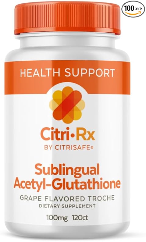 CitriRx Sublingual Acetyl Glutathione 100mg, 120 ct Lozenges - 4 Mos Supply - Grape Flavor - Made in USA