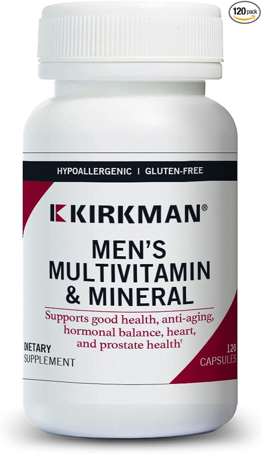 Kirkman 60 to 90 Men’s Multi-Vitamin and Mineral Boost || 120 Vegetarian Capsules || Provides Comprehensive Vitamin and Mineral Support for Senior Men || Gluten and Casein Free