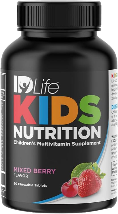IDLife | Kids Nutrition - Mixed Berry Flavor | Essential 24 Vitamins and Minerals for Growing Bodies | Daily Nutritional Support - 60 Chewable Tablets