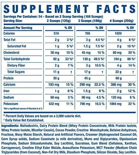 Ronnie Coleman Signature Series King Mass XL Mass Gainer Protein Powder, Muscle Gainer, 60g Protein, 180g Carbohydrates, 1,000+ Calories, Creatine and Glutamine, Strawberry Milkshake, 20 Pound