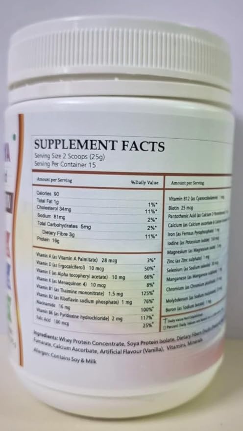 FORTIFOOD High Protein Powder 63g, Taste Best Whey & Plant Protein + Prebiotic Fiber, 24 Vitamins Minerals for Muscle, Metabolic & Women Health, Recovery, Immunity