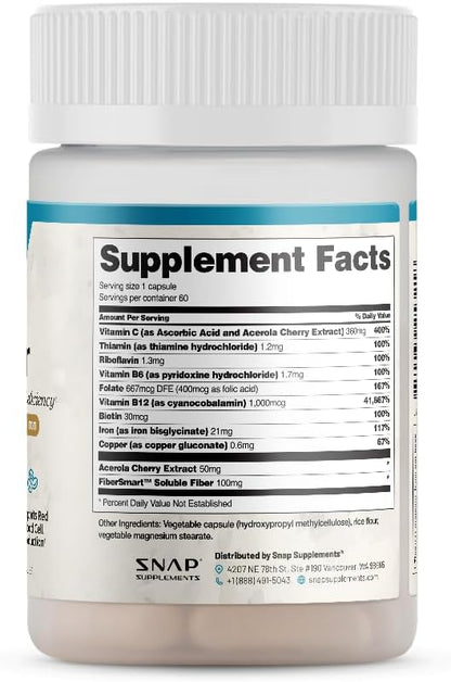 Natural Blood Builder Iron Supplements, 21mg Iron Pills to Increase Energy, Metabolism & Digestion, Absorbs Quickly Vitamins Organic Nutrients (60 Capsules)