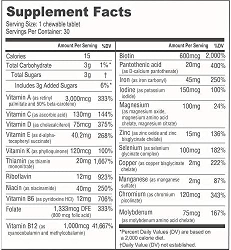 BariatricPal Multivitamin ONE 1 per Day! Bariatric Multivitamin Chewable with 45mg Iron - Orange Citrus (30 Count)