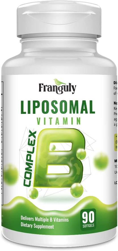 Active B Complex Liposomal B Vitamins with Choline Inositol, 90 Softgels High Potency B1, B2, B3, B5, B6, Biotin, Folate, Methylated B12- Immune, Energy, Brain Heart Support Supplements