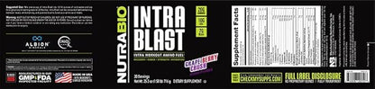 NutraBio Intra Blast BCAA EAA Electrolyte and Hydration Powder - Amino Acid Supplement, EAA/BCAA Powder - Non-GMO and Gluten Free - Grape Berry Crush- 30 Servings