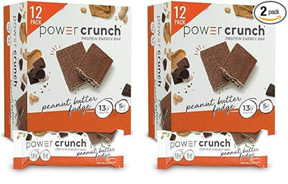 Power Crunch Protein Wafer Bars, High Protein Snacks with Delicious Taste, Peanut Butter Fudge, 1.4 Ounce (12 Count) (Pack of 2)
