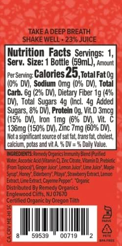 Remedy Organics Immunity Plus Shot, Variety 24-Pack | Boost Energy, Brain Function, Detoxification, and Metabolism | Certified-Organic Ingredients