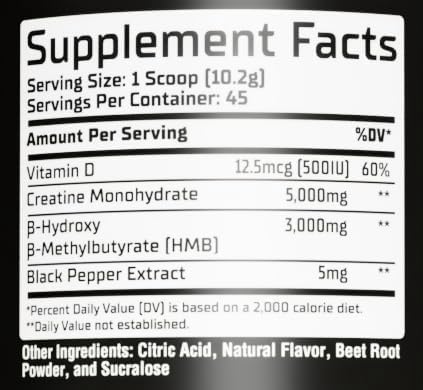 GMU SPORT - Creatine Monohydrate with HMB Powder - 45 Servings, Creatine HMB Supplements, Creatine with HMB for Increased Strength, Muscle Growth & Enhanced Energy, 3G HMB, Strawberry Lemonade