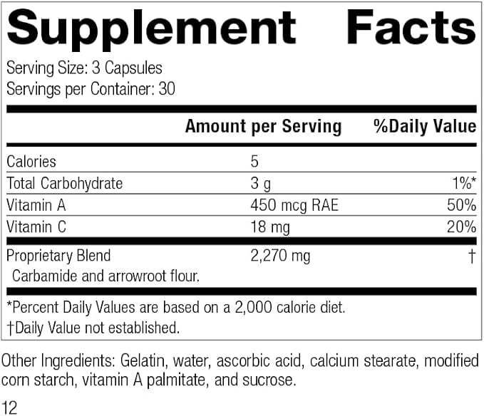 Standard Process A-C Carbamide - Gluten-Free Kidney Support Supplement with Vitamin A, Vitamin C, and Arrowroot Flour - 90 Capsules
