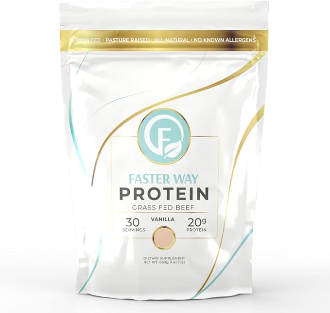 Grass Fed Protein Powder Vanilla Flavor, Dairy-Free Alternative to Whey Protein Powder, Pure Hydrolyzed Beef Protein Isolate with All 9 Essential Amino Acids. Non-GMO - 660g