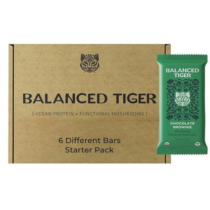 Organic Functional Mushroom Protein Bars | Made in USA | Full Dose (1500mg) Lions Mane, Chaga, Reishi & Cordyceps Bars | Vegan Protein Bars, Superfoods Protein Bars | 6 Bars Sampler Pack