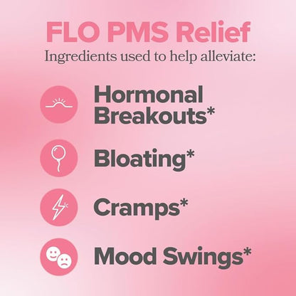 O Positiv FLO PMS Vitamins for Women, 30 Servings (Pack of 3) - Proactive PMS Relief - Targets Hormonal Breakouts, Bloating, Cramps, & Mood Swings with Chasteberry, Vitamin B6, & Lemon Balm