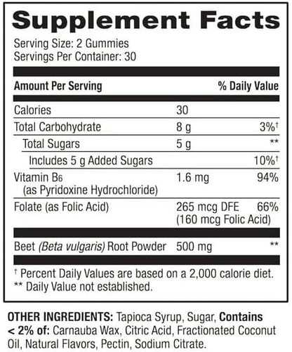 IKJ Beetroot Dietary Supplement Gummies, Cherry, 500 mg, 60 Count